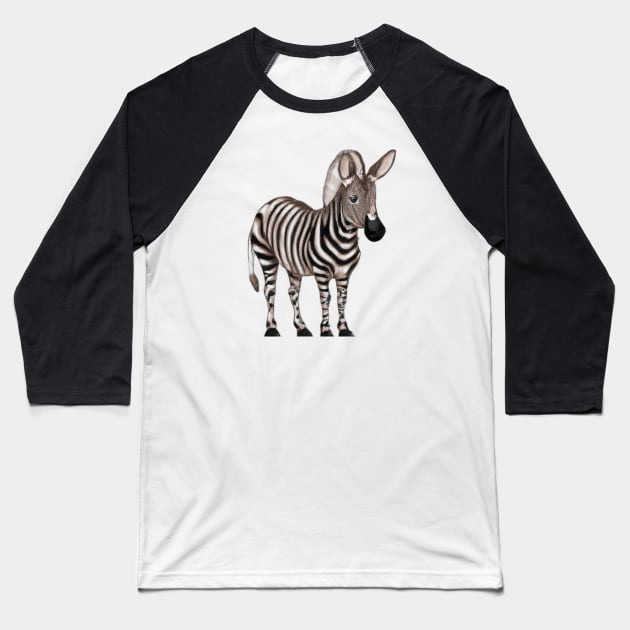 Cute Quagga Drawing Baseball T-Shirt by Play Zoo